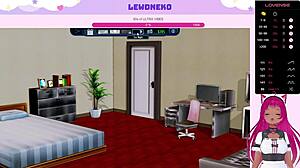 Vtuber LewdNeko's harem hotel game in action