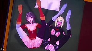 Yo, double team blowjob and anal in Konosuba hentai