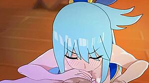 aquas luck turns wild with a creampie blowjob surprise