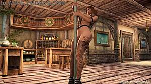 The girl in 3D slowly loses clothes while dancing, looking sexy