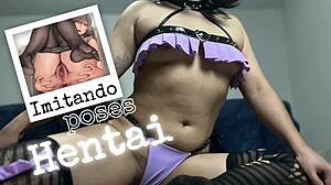 I imitate poses of my favorite hentai, taking it to the next level