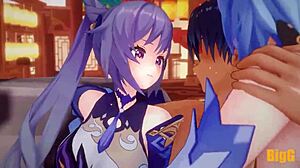 Yo, just caught Ganyu and Keqing in a wild Genshin Impact trio animation.