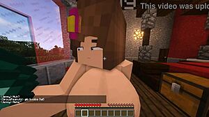 Jenny's jugs on full display with boobjob action in Minecraft