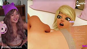 Wild futanari ride with gooning Asian princess climax