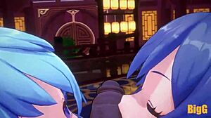 嘿，抓到甘雨和刻晴的狂野原神三人动画