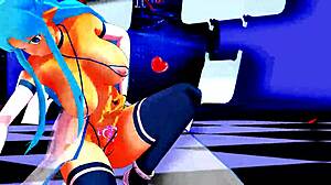 Half-naked anime girl dancing seductively