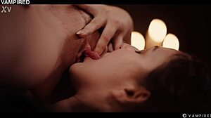 Steamy gothic manor encounter: two beautiful gills kissing