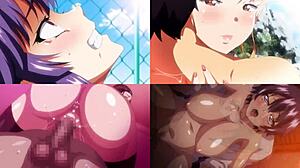 Hentai Screen Divided Shows Big Tits in Action
