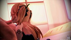 Fischl sucked and fucked by Mona in a steamy Genshin Impact scene