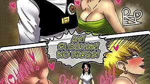 Gohan shows why Erasa beats Videl in Spanish comic. Watch him cheat with that monster cock!