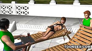 Sexy 3D Brunette Babe Sucking and Riding Hard