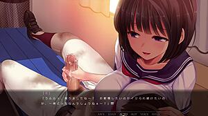 Akujo no Eikan 1 unfolds with sneaky handjob action in game.