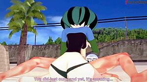 Gwen在海滩上猛烈操，在3D Total Drama中