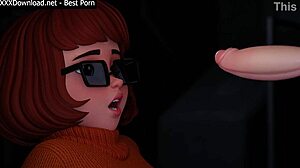 Velma sucks off a flying dick in wild cartoon action