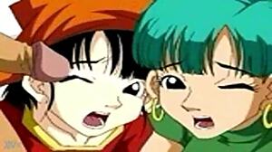 Dragon Ball Bulma and Pan in gravity zero action