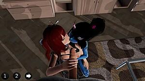 Demon Girl and Redhead Blow You in Bound by Lust Animation