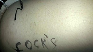 Hairy BBW Girl Rocks Lewd Bikini with Dirty Body Writings