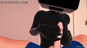 Enderman Kılığına Girmiş Novia Eğlenceli Sikiş İstiyor. Kostümler Döl Maskeli Sansürsüz Siyah Spandex ile Hentai Parodi?