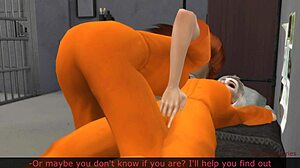 Lesbian sex in prison, officer masturbates beside