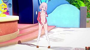 女孩参观水族馆狂野行动中湿透