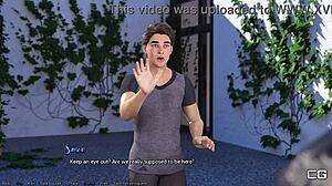 Freshwomen playthrough 04 shows a 3d milf with big tits flashing upskirt
