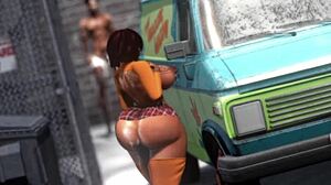 Secondlife Scooby Doo Velma Rides Big Black Cock in Public Outdoor