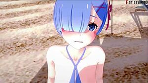 Rem pov fucking with big tits on beach in resident evil fantasy