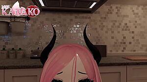 Cat Girl Succubus Cosplay Teases and Wiggles for Your Cum