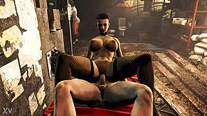 Dirty Raider Rides Long Dick in Fallout 4 Shaved Action