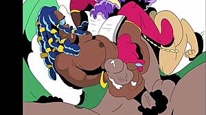 Hey, check out this freaky ebony bbw girl in wild anime art with her big ass and blowjob skills