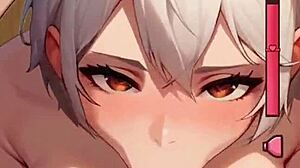 Bold White Hair Girl Sucks Rides Reverse Cowgirl Hentai Play