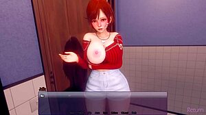 3d redhead milf strokes and licks fat monster cock with huge oppai tits