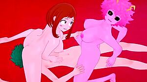 i’m stunned by ochako uraraka and mina ashida doubling with deku in hentai