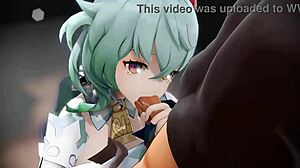 Ganyu Blowjob Hentai Hard Oral Horn Grab Facial