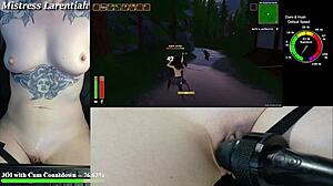 Naked Gamer Girl Moans with Vibrator in Wet Hentai Game