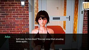 Brunette milf with big ass and small tits explores her new family in part 38