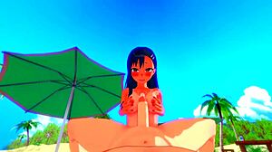 Nagatoro fucks her man dry on a public beach.