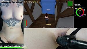 Naked Gamer Girl Moans with Vibrator in Wet Hentai Game