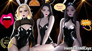 horny hentai girls affirm their pussies with licking motivation