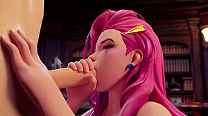 Seraphine在所有套装中暗示深喉口交快感，这3D卡通传奇