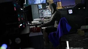 welcome to vr nexus 3 neon dreams with sexy girl cyberpunk style. she rides hard in shaved pussy and anal fucking.