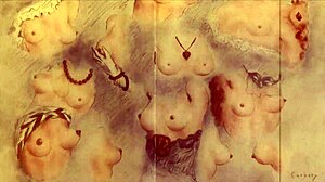 复古色情绘画展示感官主题的复古漫画动画