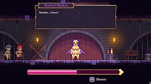 scarlet maiden game takes us through mask dungeon with hot redhead action