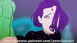 2d animation of beast boy banging raven doggy style by pencilsexart
