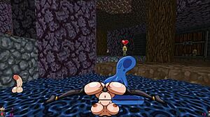Giant milking cowgirl rides monster cock in Slooter hentai game pornplay episode three with huge boobs