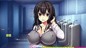Ayane's lust burns in Tenioha 2 part 3. She sucks cock hard in the bathroom.