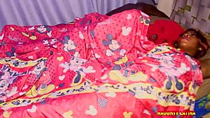 Mature housewife begs for my big dick on the bed with her husband.