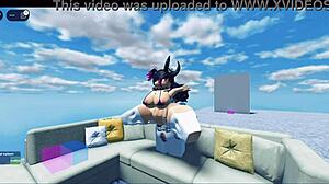 fat whore with big ass and big tits rides monster cock while getting fucked hard in roblox condo