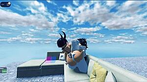 fat whore with big ass and big tits rides monster cock while getting fucked hard in roblox condo