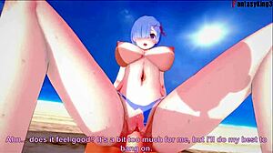Oh man, I can't believe Rem is fucking on the beach in Re Zero 4, full fantasy from FantasyKing3, it's so hot!